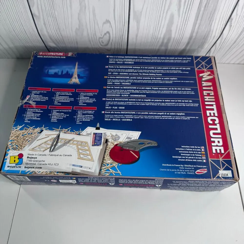 Vintage Matchitecture Eiffel Tower Paris Wood Building Kit  #6611 New